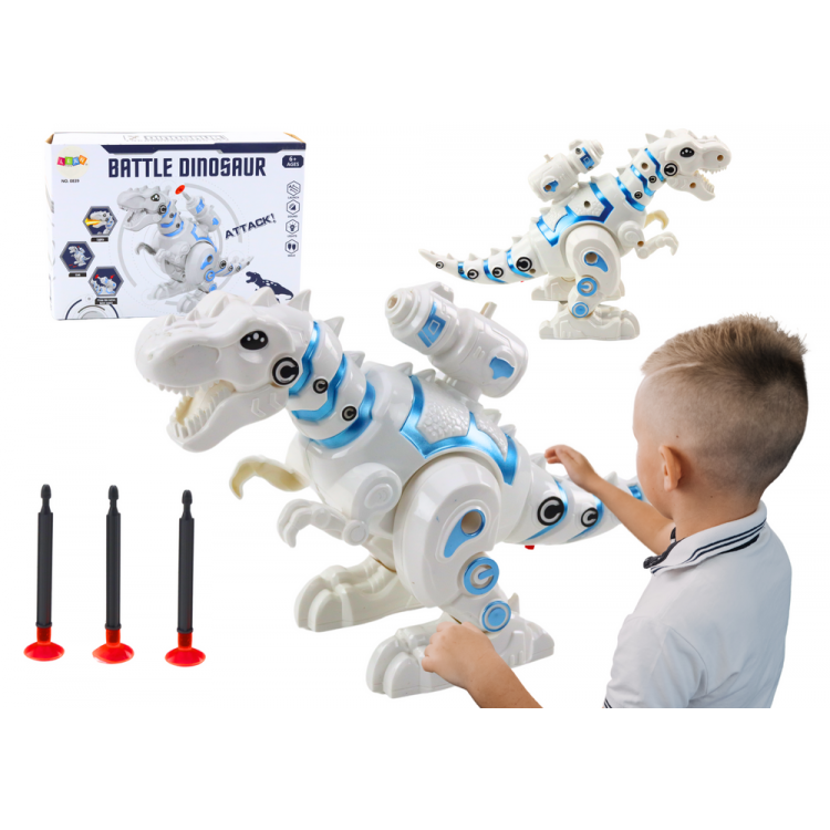 Robot Dinosaurus so svetlami a odpaľovačom šípok - biela