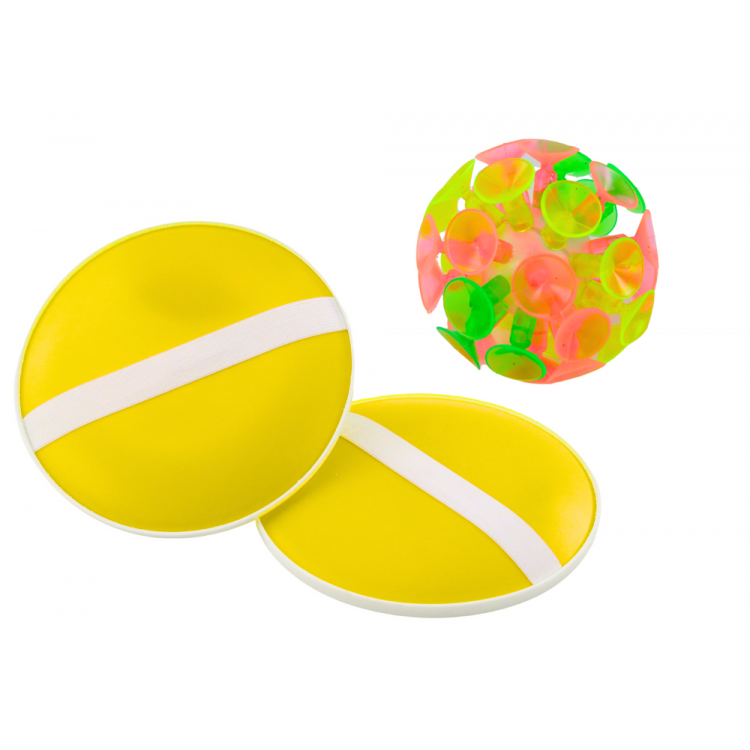 Arkádová hra Lopatky a loptička s prísavkami - žltá