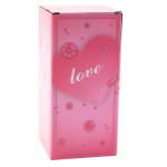 Večná ruža v kupole LED osvetlením – červená so srdcom a nápisom LOVE