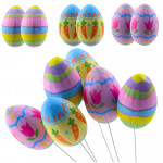 Veľkonočné vajíčka na drôtiku motívom mrkva, tulipán - 6 kusov