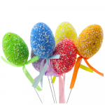Veľkonočné vajíčka na drôtiku farebné so vzorom - 6 kusov