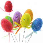 Veľkonočné vajíčka na drôtiku farebné s notami - 6 kusov