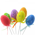 Veľkonočné vajíčka na drôtiku farebné s notami - 6 kusov