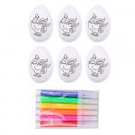 Veľkonočné polystyrénové vajíčka na maľovanie s fixkami, s kohútom – 6 kusov