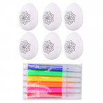 Veľkonočné polystyrénové vajíčka na maľovanie s fixkami, s kvetmi – 6 kusov
