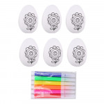 Veľkonočné polystyrénové vajíčka na maľovanie s fixkami s motívom kvetiny, vzor C – 6 kusov