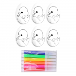 Veľkonočné polystyrénové vajíčka na maľovanie s kuriatkom v škrupine – 6 kusov