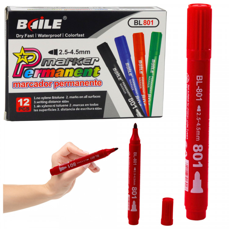 Permanentný popisovač, vodeodolný – červená