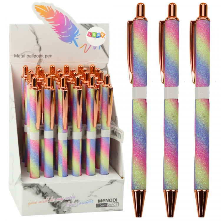 Kovové pero, modrý atrament 1,0 mm – trblietavé