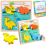 Drevené puzzle s doskou na kreslenie – Dinosaurus Drevené puzzle s doskou na kreslenie – Dinosaurus