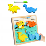 Drevené puzzle s doskou na kreslenie – Dinosaurus Drevené puzzle s doskou na kreslenie – Dinosaurus