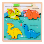Drevené puzzle s doskou na kreslenie – Dinosaurus Drevené puzzle s doskou na kreslenie – Dinosaurus