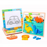 Drevené puzzle s doskou na kreslenie – Dinosaurus Drevené puzzle s doskou na kreslenie – Dinosaurus