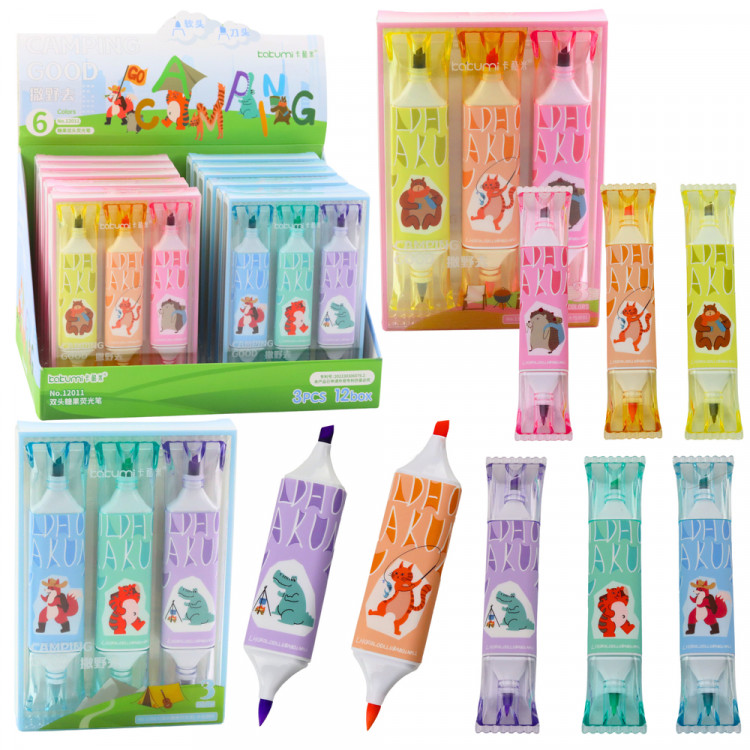 Sada zvýrazňovačov, motív zvierat – 3 kusy