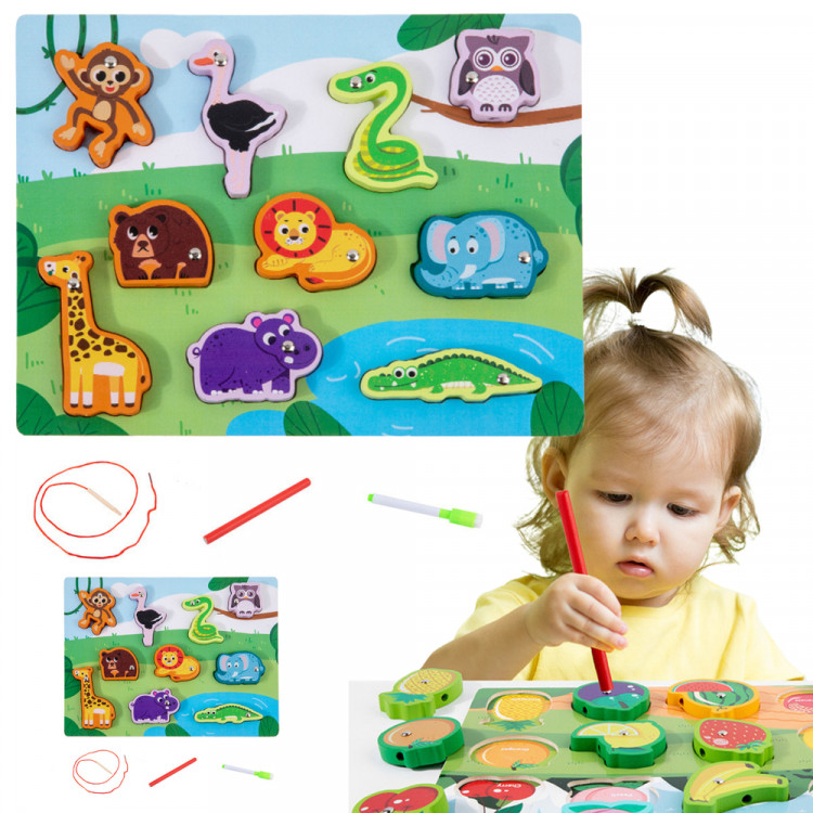 Drevené puzzle s magnetom – Zvieratká
