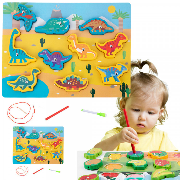 Drevené puzzle s magnetom – Dinosaury Drevené puzzle s magnetom – Dinosaury