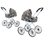 Kočík pre bábiky 60cm – sivý s hviezdami