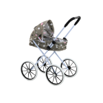 Kočík pre bábiky 60cm – sivý s hviezdami