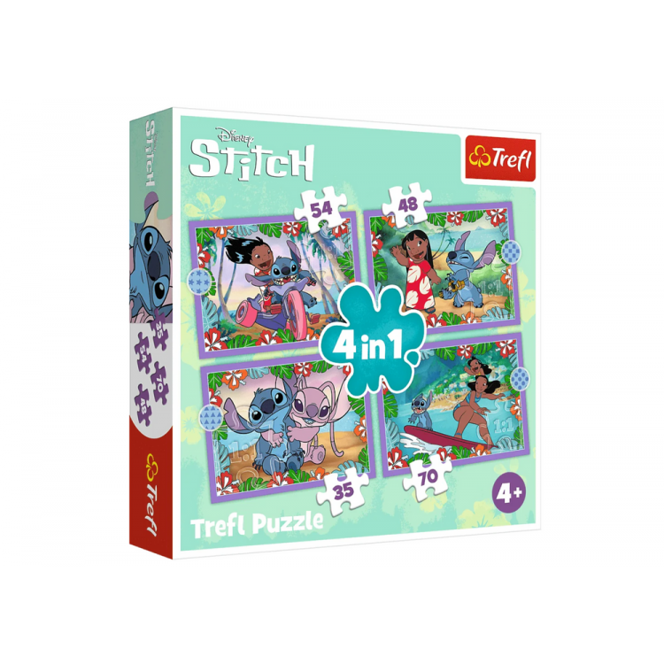 Puzzle 4v1 Crazy Day Lilo & Stitch, Trefl 34633