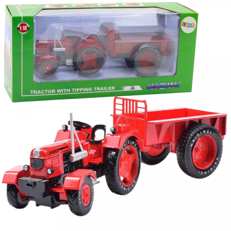 Kovový červený traktor 1:18