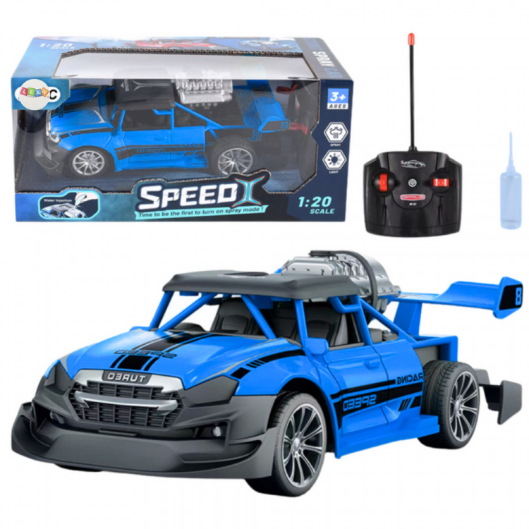 RC Auto s efektom dymu 1:20, modrá