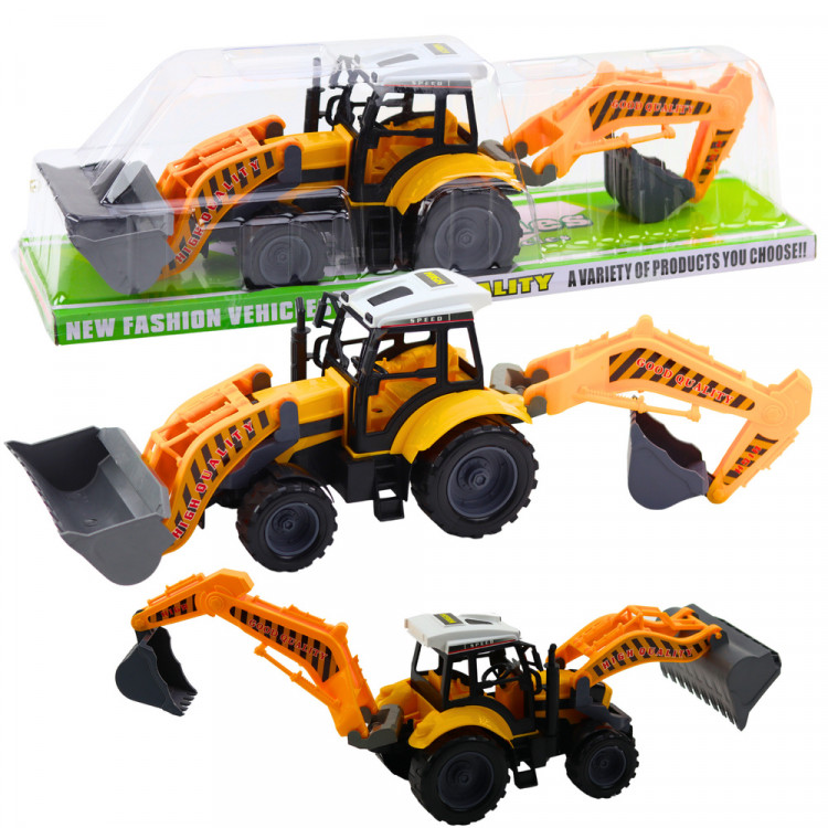 Bagrový traktor s nakladačom - žltá