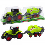 Traktor s poľnohospodárskym lisom - zelený