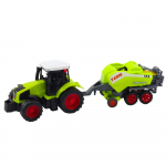 Traktor s poľnohospodárskym lisom - zelený