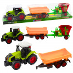 Traktor s prívesom a kŕmnym vozom