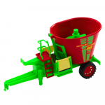 Traktor s prívesom a kŕmnym vozom