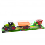 Traktor s prívesom a kŕmnym vozom