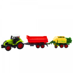 Traktor s prívesom a lisom na seno