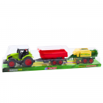 Traktor s prívesom a lisom na seno