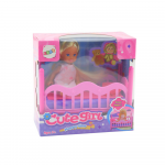 Mini bábika v pyžame s postieľkou