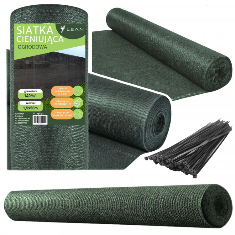 Tieniaca maskovacia sieť 1,5 x 50m - zelená