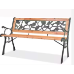 Drevená záhradná lavička s kovovou konštrukciou