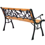 Drevená záhradná lavička s kovovou konštrukciou