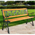 Drevená záhradná lavička s kovovou konštrukciou