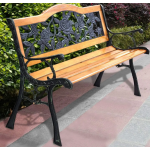 Drevená záhradná lavička s operadlom - ruže