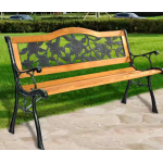 Drevená záhradná lavička s operadlom - ruže