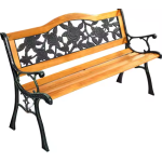 Drevená záhradná lavička s operadlom - ruže