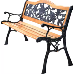 Drevená záhradná lavička s operadlom - ruže