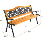 Drevená záhradná lavička s operadlom - ruže