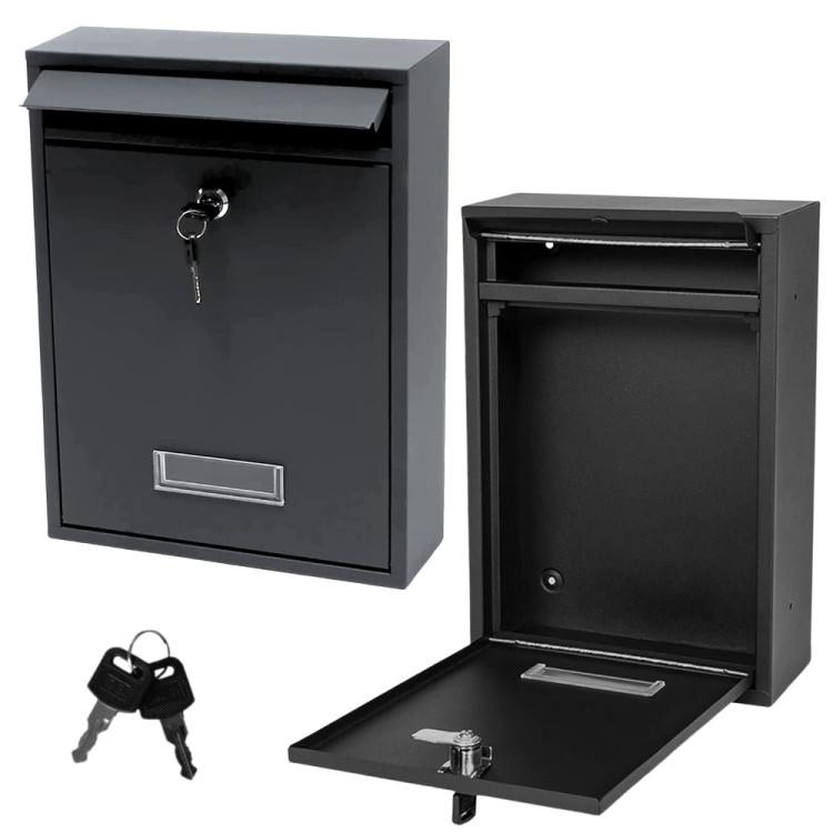 Poštová schránka, pozinkovaná oceľ 32x21,5x8,5cm - čierna