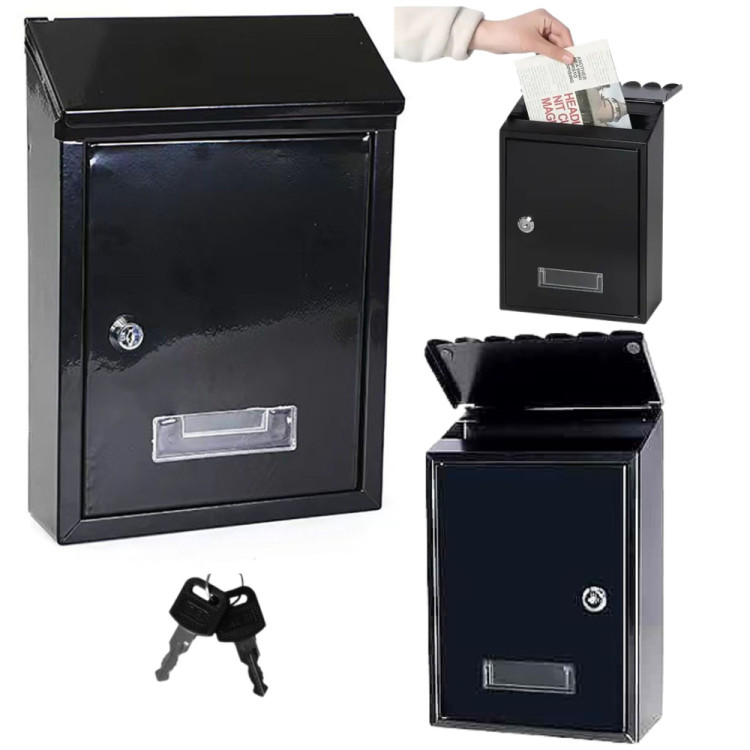 Poštová schránka, pozinkovaná oceľ 26,5x18,5x6,5cm - čierna