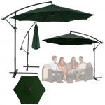 Bočný záhradný slnečník s nastaviteľným sklonom – 350 x 250 cm, zelený