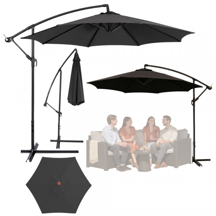 Bočný záhradný slnečník s nastaviteľným sklonom – 350 x 250 cm, antracitový