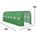 Záhradný fóliový skleník 8x3x2m 24m2 - zelený Záhradný fóliový skleník 8x3x2m 24m2 - zelený