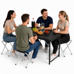 Čierny skladací stôl + 4 stoličky Čierny skladací stôl + 4 stoličky