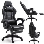 Kancelárska stolička s opierkou na nohy a vankúšmi – čierna